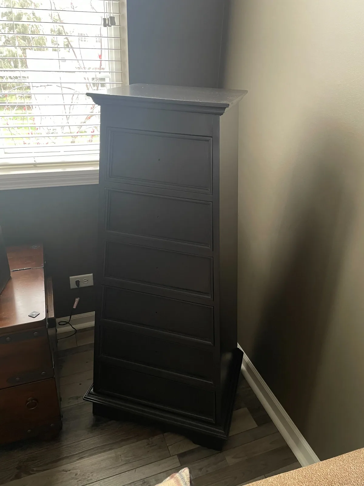 Tall storage cabinet refinished in black