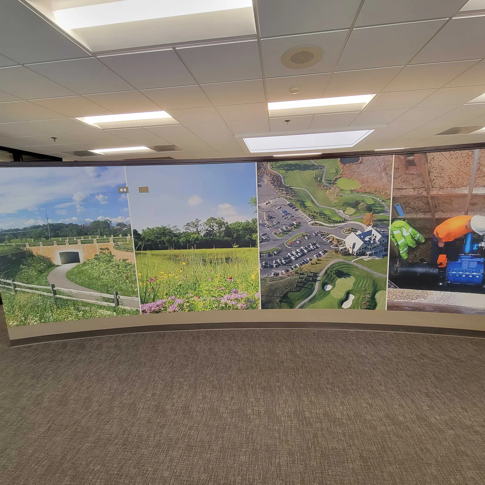 Photo mural wall installed in a conference area